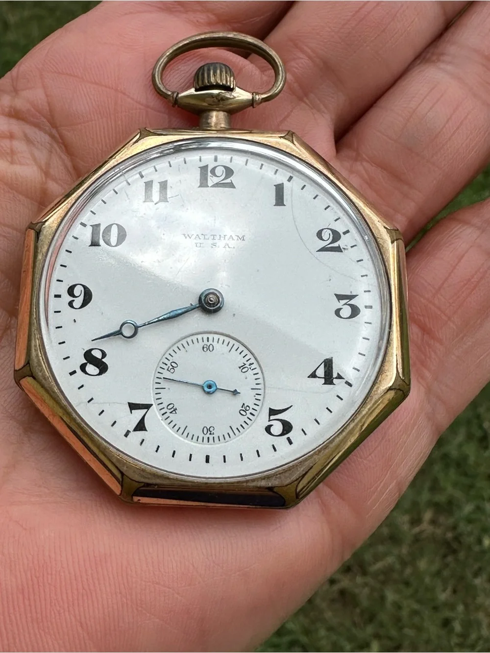 Vintage Waltham 14K Gold Filled Pocket Watch - Octagon Case, Running (Case #2107